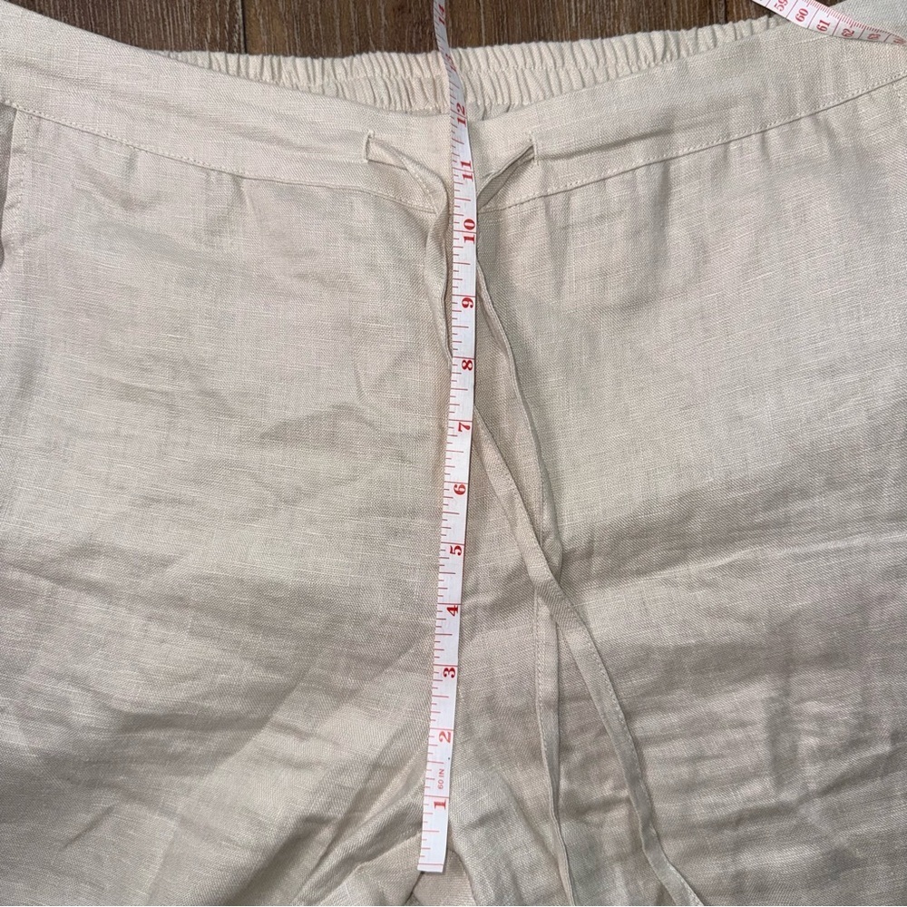 IXIMO %100 Linen Pants Tapered Leg sz L Lagenlook Coastal Cream Ivory pull on - Picture 3 of 11